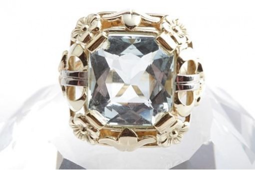 Traumhafter Aquamarin 4,03ct Ring 585 14K Gelb Gold Größe 51