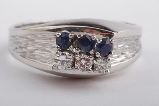 Ring Brillant Diamant und Saphir Safire 585 Weißgold Größe 54 17,2mm