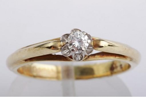Brillant Ring 585 14k Gelb Gold 54 Größe Solitär Top!