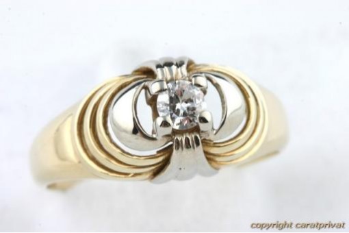 Brillant Diamant Ring 585 14kt Bicolor Gold Brilliant