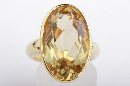 Ring mit Citrin 24x15mm 21,65ct 750 18Kt Gelb Gold 20 Gramm schwer Neu