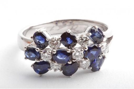 Ring 2,47ct Saphire 0,41ct Brillanten Diamant 750 18K Weiß Gold Gr. 58