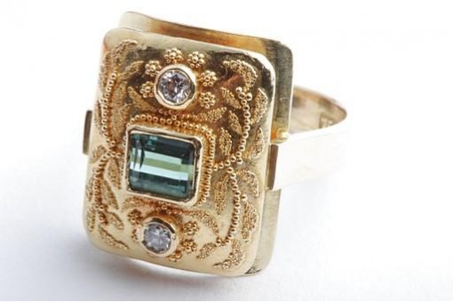 Smaragd Brillant Diamant Ring 750 18K Gelb Gold Gr. 55