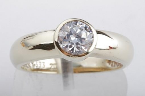 Kristall Ring Solitär 333 8K Gelb Gold Gr 54 Top!