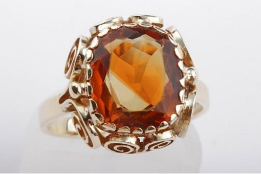 Topas Ring 11 x 9 mm Handarbeit Gr 54 585 14K Gelb Gold Top!