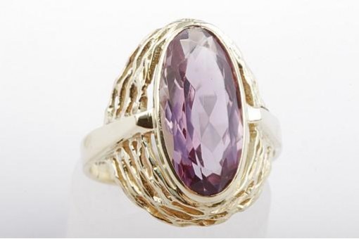 Amethyst Ring 16x7mm 585 er 14K Gelb Gold Gr 56 Top!