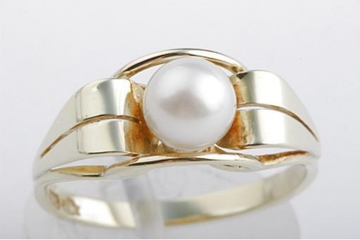 Perlen Ring 585 14K Gelb Gold Gr 57 Top!