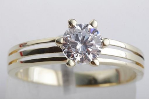 Kristall Ring Durchmesser 6mm 585 Gelb Gold 14k Top!