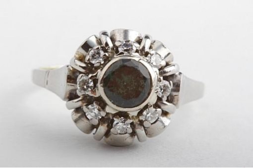Ring Turmalin Diamanten 585 Bicolor Gold antik Altschliff