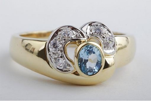 Ring Blau Topas  Kristall 750 18kt Gelb Gold Gr 58 18,5mm Top