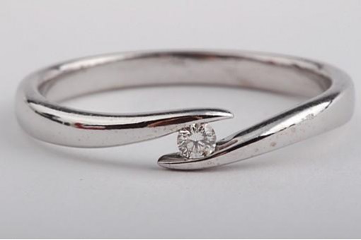 Feiner Spannring mit Diamant 0,05ct 585 Weiß Gold Größe 56 17,8mm Top!