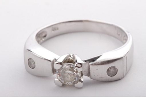 Kristall Ring 585 14K Weiß Gold Solitär Gr 55 Top!