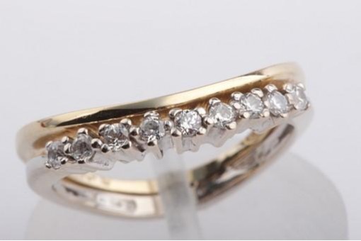 Gold Ring 750 Bicolor 18k Kristall Gr 47 Top!