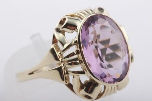 Amethyst Ring  585 14K Gelb Gold Gr 55 Top!