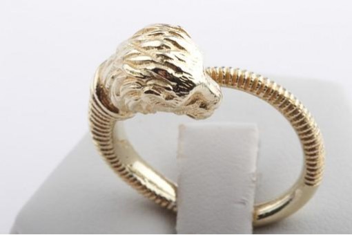 Designer Löwen Ring 585 14K Gelb Gold Löwenkopf Top