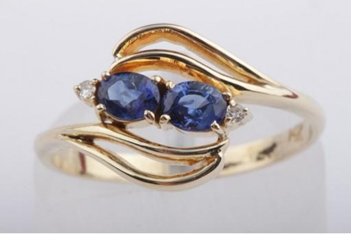 Ring mit Saphir Safir und Diamanten Brillanten Brillianten in aus 585 Gelbgold