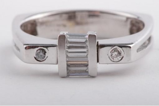 Ring Kristall 585 14K Weiß Gold Gr 55 Top!