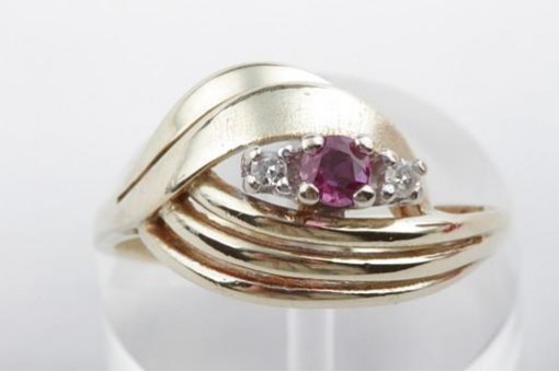 Rubin Brillant Diamant Ring 585 er 14k Gelbgold