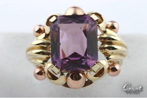 Amethyst Ring 585 er 14k Gelb Gold Gr 50 Top!