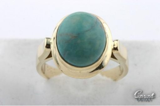 Türkisring 14k 585 er Gelb Gold Gr 51 Top