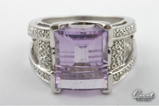 Amethyst Diamant Ring 333 8K Weiß Gold Brillianten Gr 50 Top!