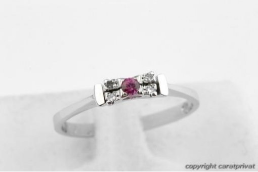 Rubin Ring aus 585 Weißgold mit Rubinen und Brillanten Diamanten Brillianten