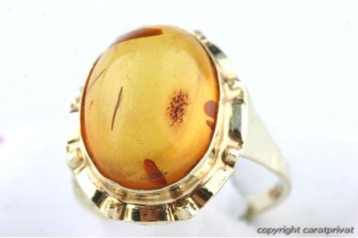 Bernstein Ring 585 er 14k Gelb Gold Gr 57 Top!