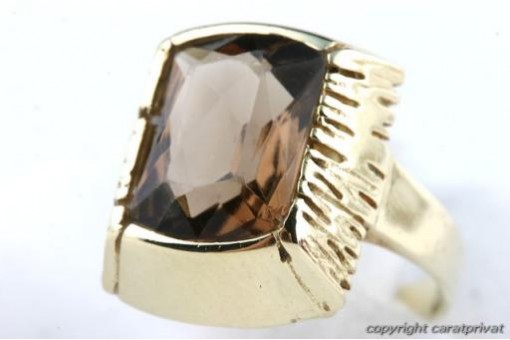 Topas Ring Rauchtopas 585 er 14k Gelb Gold Gr 49 Top!
