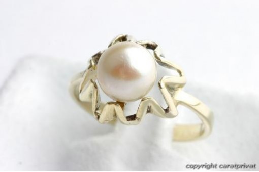 Perlen Ring 14 kt 585 Gelb Gold Top!