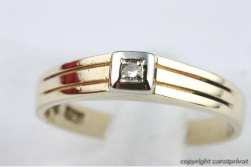 Diamant Ring 585 14kt Gelb Gold antik Altschliff Solitär Gr 54 Top!