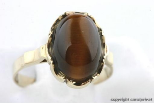 Ring Tigerauge Solitär 8k 333 Gelb Gold Gr 63 Top!
