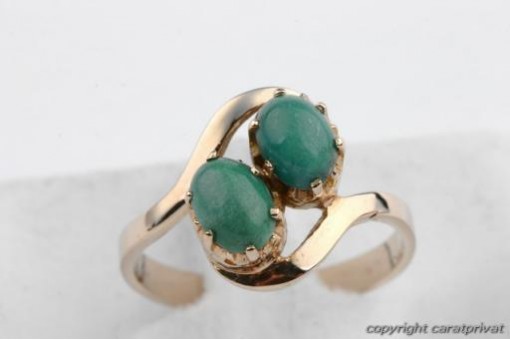 Ring 2 Edelsteinen Rose Gold Rot Gold 585 er 14k Gr 55 17,5mm Top!
