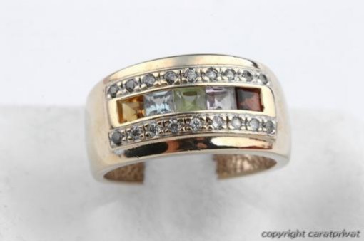 Kristall Ring 333 8k Gelb Gold Gr 52 16,8mm Top!