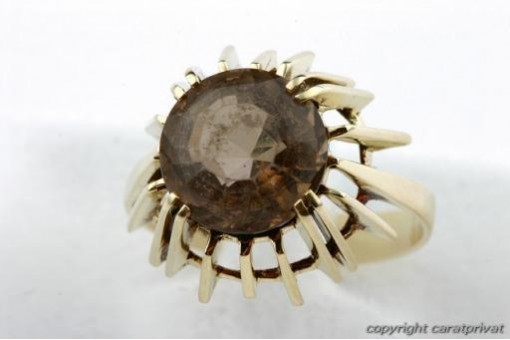 Topasring Rauchtopas 585 er 14K Gelb Gold Gr 57 18,2mm Top!