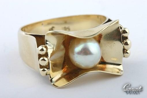 Perlen Ring 14K 585 Gelb Gold Gr 52 Top!