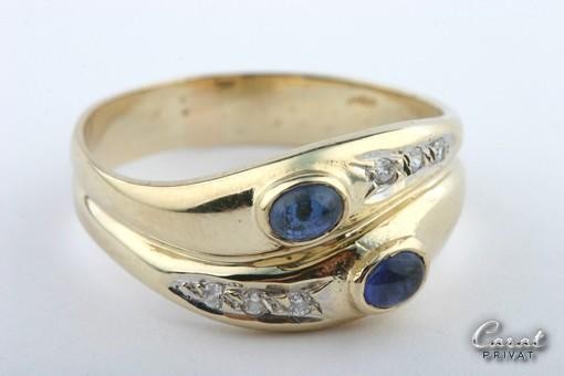 Saphir Ring 14kt 585 er Gelb Gold Kristall Gr 57 Safir Top!