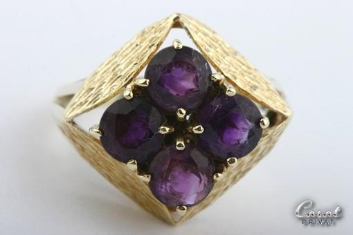 Amethyst Ring Gold 14k 585 Gelb Gold Gr 58 18,5mm Top!