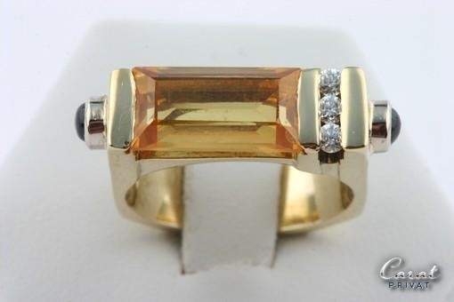Citrin Ring 3 Kristall 14k 585 Gelb Gold Zitrin Gr 53 Top