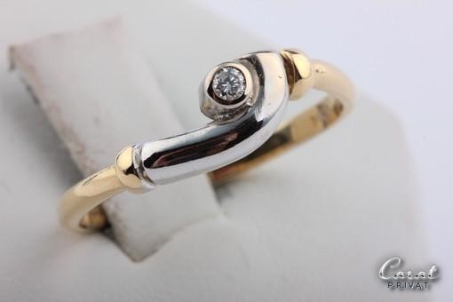 Brillant Diamant Ring in 750 Bicolor Gold GG WG mit Brillanten Brilliant Solitär