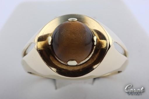 Tigeraugen Ring 14kt 585 er Gelb Gold Gr 56 Top!