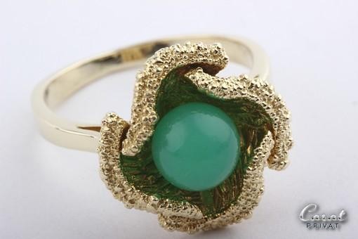 Gold Ring Chrysopras 585 er 14k Gelb Gold Gr 54 17,2mm Top!