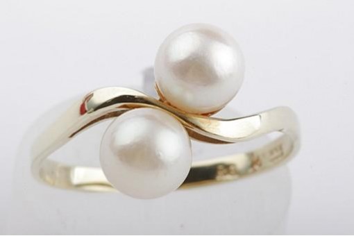 Perlen Ring 2 Perlen je Durchmesser 6,2mm 333 8K Gelb Gold Top!
