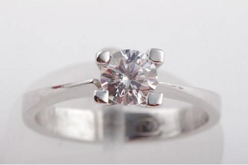 Ring Kristall Solitär 585 Weiß Gold 14k Gr 49 Top!