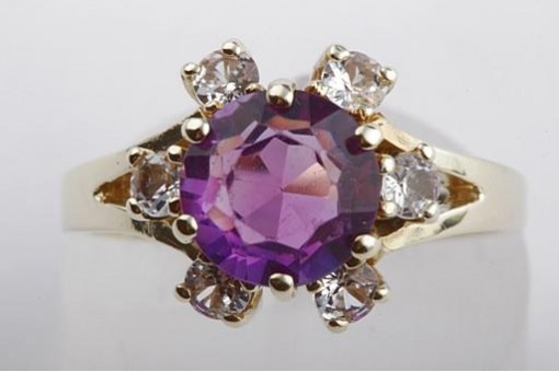  Amethyst Kristall Ring 585 14kt Gelbgold Größe 55