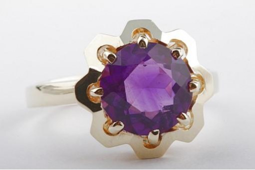 Amethyst Ring 585 14K Gelb Gold Gr 62 Top!