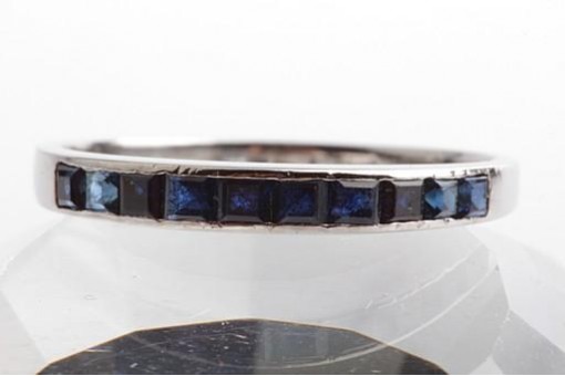 Saphir Ring 10 Karrée Saphire 750 Weißgold 18K 57 18,1mm