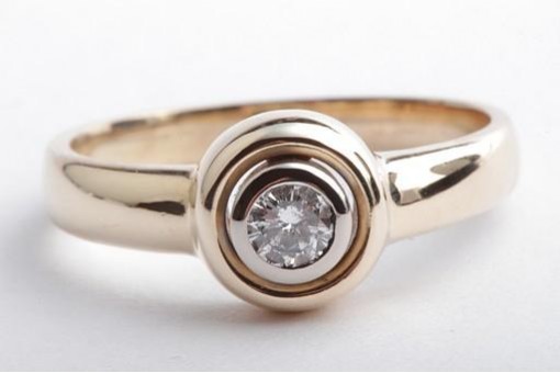 Solitär Brillant Diamant Ring 0,16ct 585 14K Gelbgold Gr. 51