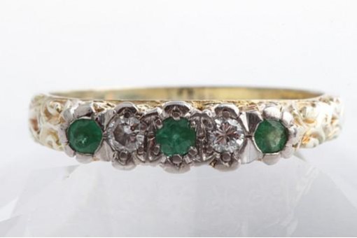 Smaragd Brillant Diamant Ring 585 14K Gelb Gold Gr. 54