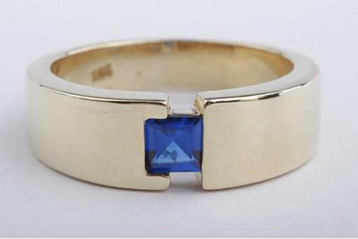 Saphir Ring Safir 585 14K Gelb Gold Gr 53 Top!