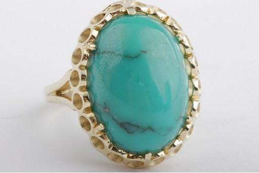 Türkis Ring 14k 585 Gelb Gold Größe 53 